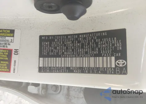 2018 Toyota Corolla Se from USA, damaged, VIN 5YFBURHE6JP830877